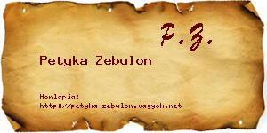 Petyka Zebulon névjegykártya